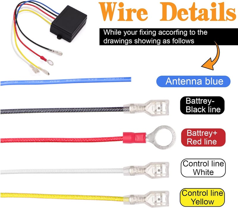 Torkettle 12V 500A Winch Solenoid Contactor Relay,Wireless Twin Remote Control Kit and 4pcs Pre-Wires with lugs for 8000lbs-17000lbs ATV UTV Winches - Image 5